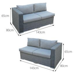 Rackhams Buxton Rattan 9 Seat Rising Firepit Corner Set in Ocean Grey with Grey Cushions & Free Rain Cover - Ocean Grey - 9 Seat - thumbnail 6