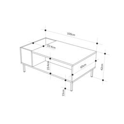 Rackhams Modern Coffee Table 100cm with Vertical Planter Shelf & Open Storage Tray Table Black Metal Legs,Living Room, Ash Green - Ash Green - thumbnail 3