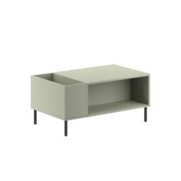 Rackhams Modern Coffee Table 100cm with Vertical Planter Shelf & Open Storage Tray Table Black Metal Legs,Living Room, Ash Green - Ash Green - thumbnail 2