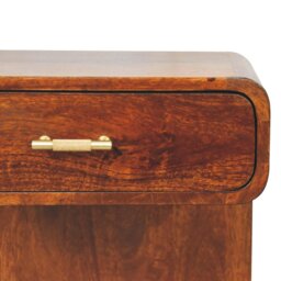 Rackhams Solid Wood Chestnut T-Bar Rounded Bedside Table - thumbnail 5