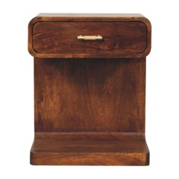 Rackhams Solid Wood Chestnut T-Bar Rounded Bedside Table - thumbnail 2