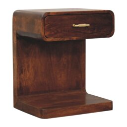Rackhams Solid Wood Chestnut T-Bar Rounded Bedside Table - thumbnail 3