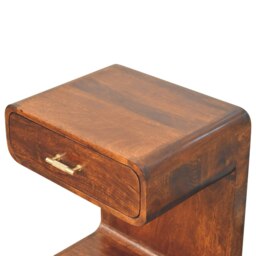 Rackhams Solid Wood Chestnut T-Bar Rounded Bedside Table - thumbnail 6