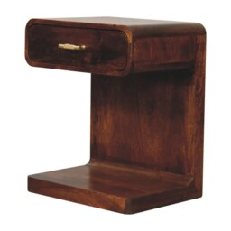 Rackhams Solid Wood Chestnut T-Bar Rounded Bedside Table - thumbnail 4