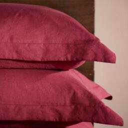 Rackhams Raspberry French Linen Pillowcases - Standard - Pair - Housewife - thumbnail 5