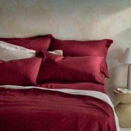 Rackhams Raspberry French Linen Pillowcases - Standard - Pair - Housewife - thumbnail 4