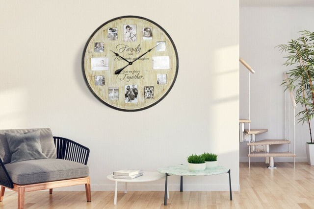 Rackhams WC2124 - Family Photo Frame Timber Wall Clock - 70 cm / 27.5 in - image 1