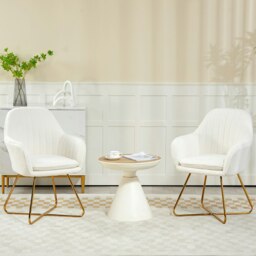 Rackhams Accent Chair Set of 2, Cashmere Armchair with Steel Legs