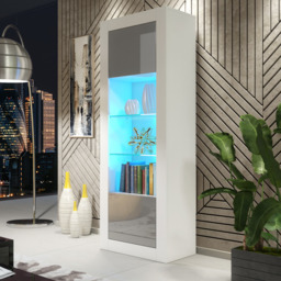 Rackhams 170cm Modern Display Cabinet – Grey High Gloss Doors - thumbnail 2