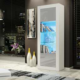 Rackhams 170cm Modern Display Cabinet – Grey High Gloss Doors - thumbnail 1