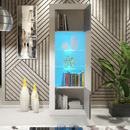 Rackhams 170cm Modern Display Cabinet – Grey High Gloss Doors - thumbnail 4