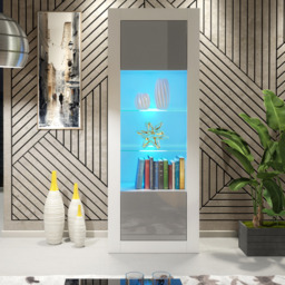 Rackhams 170cm Modern Display Cabinet – Grey High Gloss Doors - thumbnail 3
