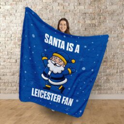 Rackhams Santa is a Leicester Football  Fan - Luxury Fleece Blanket 150cm X 150cm - thumbnail 2