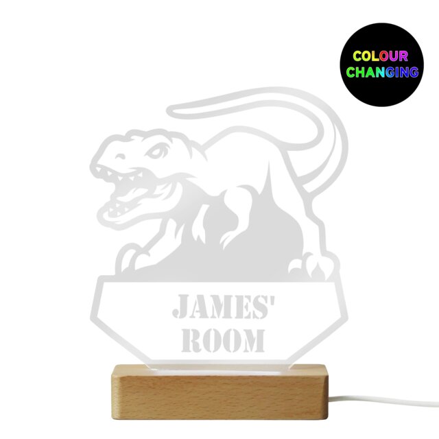 Rackhams Personalised Dinosaur Wooden Based LED Light - image 1