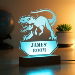 Rackhams Personalised Dinosaur Wooden Based LED Light - thumbnail 2