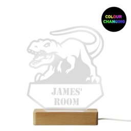 Rackhams Personalised Dinosaur Wooden Based LED Light - thumbnail 1