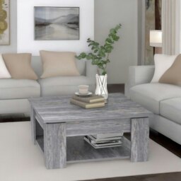 Rackhams 2 Tier Wooden Square Center Coffee Table Grey - thumbnail 5