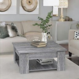 Rackhams 2 Tier Wooden Square Center Coffee Table Grey - thumbnail 4