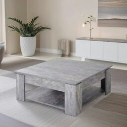 Rackhams 2 Tier Wooden Square Center Coffee Table Grey - thumbnail 6