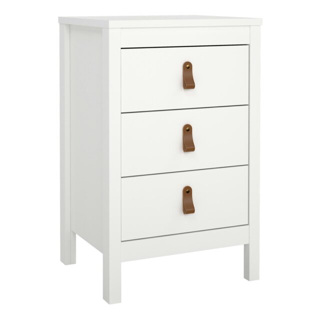 Rackhams Barcelona Bedside Table 3 Drawers in White - White - Manufactured wood - 1 - image 1