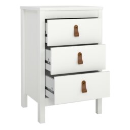 Rackhams Barcelona Bedside Table 3 Drawers in White - White - Manufactured wood - 1 - thumbnail 6