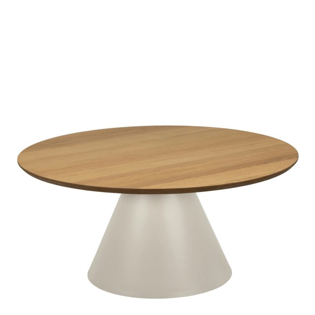 Rackhams Soli Round Coffee Table in Oak/Grey 85x40cm - 1 - Oak/Grey - Brown - image 1