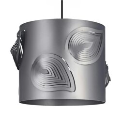 Rackhams Pearl Grey Solid Metal Easy Fit Pendant Shade with Laser Cut Leaves - thumbnail 1