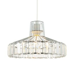 Rackhams Modern Chrome Plated Easy Fit Pendant Shade with Clear Acrylic Prisms - thumbnail 2