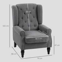 Rackhams Accent Armchair Home Furniture Retro Tufted Club Fabric Charcoal Grey - Charcoal grey - thumbnail 6