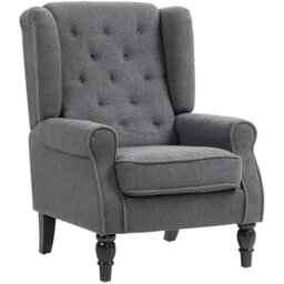 Rackhams Accent Armchair Home Furniture Retro Tufted Club Fabric Charcoal Grey - Charcoal grey - thumbnail 3