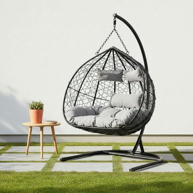 Rackhams Goa Black Rattan Effect Double Hanging Chair