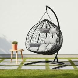 Rackhams Goa Black Rattan Effect Double Hanging Chair
