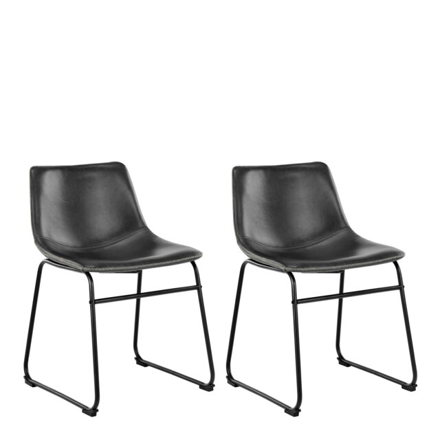 Rackhams I_Oregon Dining Chair In Black with Cream Stitching Set of 2 - 1 - image 1