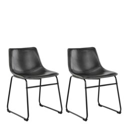 Rackhams I_Oregon Dining Chair In Black with Cream Stitching Set of 2 - 1