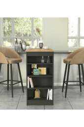 Rackhams Contrast Color Wooden Bar Table Dining Table with Open Shelves - Black - thumbnail 5
