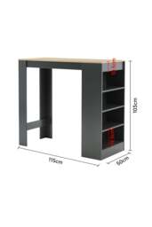 Rackhams Contrast Color Wooden Bar Table Dining Table with Open Shelves - Black - thumbnail 3