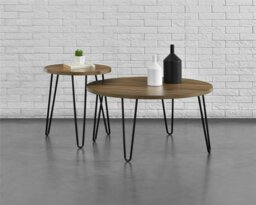 Rackhams Owen Retro Round Coffee Table in Walnut Look - Brown - thumbnail 4