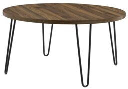 Rackhams Owen Retro Round Coffee Table in Walnut Look - Brown - thumbnail 2