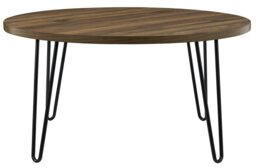 Rackhams Owen Retro Round Coffee Table in Walnut Look - Brown - thumbnail 1