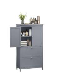 Rackhams Grey Bathroom Storage Cabinet Kitchen Cupboard with 2 Drawers, 2 Doors & Adjustable Shelf - thumbnail 5
