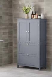 Rackhams Grey Bathroom Storage Cabinet Kitchen Cupboard with 2 Drawers, 2 Doors & Adjustable Shelf - thumbnail 4