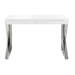 Rackhams White Wood and Chromed Steel Desk 3014 - thumbnail 2