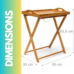 Rackhams Wooden Folding Side Table With Detachable Serving Tray Brown - thumbnail 5
