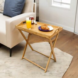 Rackhams Wooden Folding Side Table With Detachable Serving Tray Brown - thumbnail 3