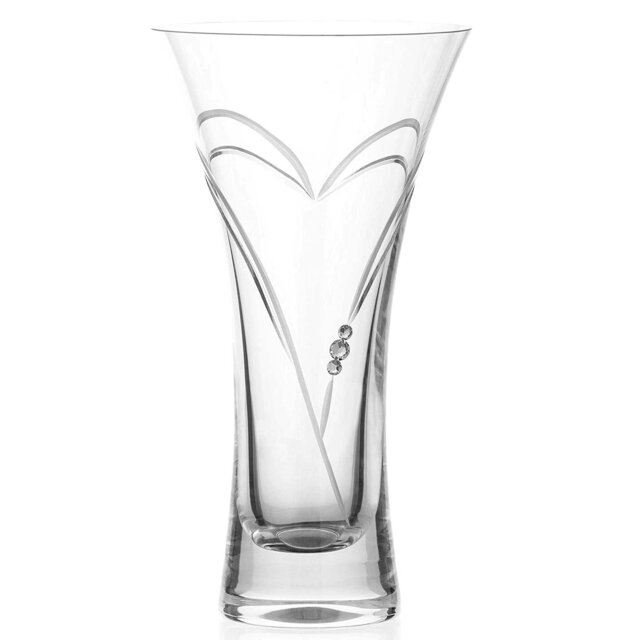 Rackhams Hearts Trumpet Vase Adorned with Swarovski Crystals - 18cm
