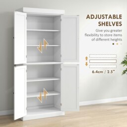 Rackhams Modern Kitchen Storage Cabinet, 6-Tier Shelves W/ 4 Adjustable, White - White - thumbnail 5