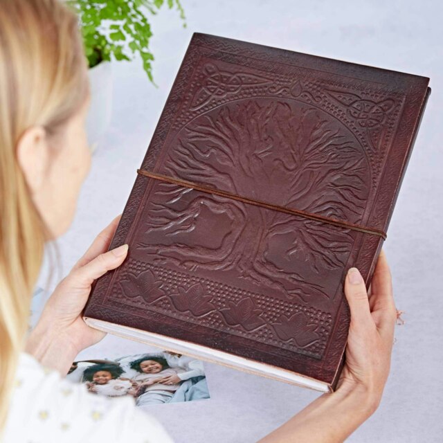 Rackhams Leather Tree of Life Embossed Photo Album with Khadda Paper - Extra Large - image 1