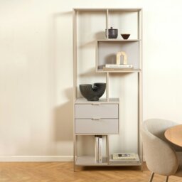 Rackhams Seaford Tall Grey Metal 2 Drawer Bookcase with 4 Shelves - 1 - Grey - Wood - thumbnail 5