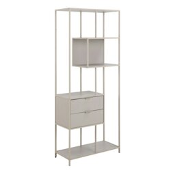 Rackhams Seaford Tall Grey Metal 2 Drawer Bookcase with 4 Shelves - 1 - Grey - Wood