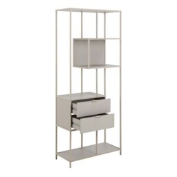 Rackhams Seaford Tall Grey Metal 2 Drawer Bookcase with 4 Shelves - 1 - Grey - Wood - thumbnail 4